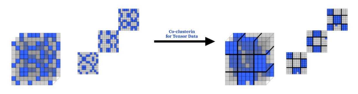 Classification croisée sur deux dimensions d’un tenseur 3d (crédits : Rafika Boutalbi)
